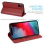 SHIELDON iPhone XS Leather Case, iPhone X / XS Wallet Case, Auto Sleep/Wake Up, RFID, Magnetic Closure, Kickstand - Dark Red