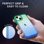 SHIELDON iPhone 13 Mini Clear Case Anti-Yellowing, Transparent Thin Slim Anti-Scratch Shockproof PC+TPU Case with Tempered Glass Screen Protector for iPhone 13 Mini - Green Blue Gradient