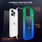 SHIELDON iPhone 13 Clear Case Anti-Yellowing, Transparent Thin Slim Anti-Scratch Shockproof PC+TPU Case with Tempered Glass Screen Protector for iPhone 13 - Blue Green Gradient