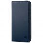 SHIELDON SAMSUNG GALAXY S21FE Flip Folio Book Kickstand Case, SAMSUNG S21 FE Genuine Leather Wallet Case - Navy Blue