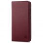 SHIELDON SAMSUNG GALAXY S21FE Flip Folio Book Kickstand Case, SAMSUNG S21 FE Genuine Leather Wallet Case - Wine Red