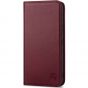 SHIELDON SAMSUNG Galaxy A54 Wallet Case, SAMSUNG A54 Genuine Leather Case RFID Blocking Card Holder Magnetic Closure Kickstand Protective Book Flip Folio Cover - Wine Red