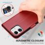 SHIELDON iPhone 12 Mini Leather Case, iPhone 12 Mini Folio Cover with Magnetic Clasp Closure, Genuine Leather, RFID Blocking, Kickstand Phone Case for Mini iPhone 12 5.4-inch 5G Dark Red
