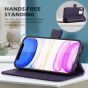 SHIELDON iPhone 12 Mini Leather Case, iPhone 12 Mini Folio Cover with Magnetic Clasp Closure, Genuine Leather, RFID Blocking, Kickstand Phone Case for Mini iPhone 12 5.4-inch 5G Purple