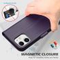 SHIELDON iPhone 12 Mini Leather Case, iPhone 12 Mini Folio Cover with Magnetic Clasp Closure, Genuine Leather, RFID Blocking, Kickstand Phone Case for Mini iPhone 12 5.4-inch 5G Purple