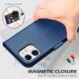 SHIELDON iPhone 12 Mini Leather Case, iPhone 12 Mini Folio Cover with Magnetic Clasp Closure, Genuine Leather, RFID Blocking, Kickstand Phone Case for Mini iPhone 12 5.4-inch 5G Royal Blue