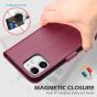 SHIELDON iPhone 12 Mini Leather Case, iPhone 12 Mini Folio Cover with Magnetic Clasp Closure, Genuine Leather, RFID Blocking, Kickstand Phone Case for Mini iPhone 12 5.4-inch 5G Red Violet