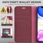 SHIELDON iPhone 12 Mini Leather Case, iPhone 12 Mini Folio Cover with Magnetic Clasp Closure, Genuine Leather, RFID Blocking, Kickstand Phone Case for Mini iPhone 12 5.4-inch 5G Red Violet