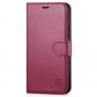 SHIELDON iPhone 12 Mini Leather Case, iPhone 12 Mini Folio Cover with Magnetic Clasp Closure, Genuine Leather, RFID Blocking, Kickstand Phone Case for Mini iPhone 12 5.4-inch 5G Red Violet