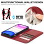 SHIELDON iPhone 12 Wallet Case - iPhone 12 Pro 6.1-inch Folio Leather Case - Dark Red