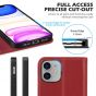 SHIELDON iPhone 12 Wallet Case - iPhone 12 Pro 6.1-inch Folio Leather Case - Dark Red