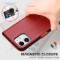 SHIELDON iPhone 12 Wallet Case, iPhone 12 Pro Wallet Cover, Genuine Leather Cover, RFID Blocking, Folio Flip Kickstand, Magnetic Closure for iPhone 12 / Pro 6.1-inch 5G Dark Red