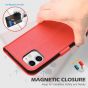 SHIELDON iPhone 12 Wallet Case, iPhone 12 Pro Wallet Cover, Genuine Leather Cover, RFID Blocking, Folio Flip Kickstand, Magnetic Closure for iPhone 12 / Pro 6.1-inch 5G Red