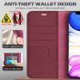 SHIELDON iPhone 12 Wallet Case, iPhone 12 Pro Wallet Cover, Genuine Leather Cover, RFID Blocking, Folio Flip Kickstand, Magnetic Closure for iPhone 12 / Pro 6.1-inch 5G Red Violet