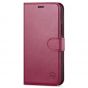 SHIELDON iPhone 12 Wallet Case, iPhone 12 Pro Wallet Cover, Genuine Leather Cover, RFID Blocking, Folio Flip Kickstand, Magnetic Closure for iPhone 12 / Pro 6.1-inch 5G Red Violet