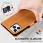 SHIELDON iPhone 12 Pro Max Wallet Case, Genuine Leather Folio Cover with Kickstand and Magnetic Closure for iPhone 12 Pro Max 6.7-inch 5G Brown