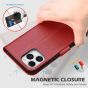 SHIELDON iPhone 12 Pro Max Wallet Case, Genuine Leather Folio Cover with Kickstand and Magnetic Closure for iPhone 12 Pro Max 6.7-inch 5G Dark Red