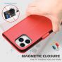 SHIELDON iPhone 12 Pro Max Wallet Case, Genuine Leather Folio Cover with Kickstand and Magnetic Closure for iPhone 12 Pro Max 6.7-inch 5G Red