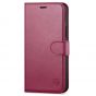 SHIELDON iPhone 12 Pro Max Wallet Case, Genuine Leather Folio Cover with Kickstand and Magnetic Closure for iPhone 12 Pro Max 6.7-inch 5G Red Violet