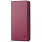 SHIELDON iPhone 13 Wallet Case, iPhone 13 Genuine Leather Cover with RFID Blocking, Book Folio Flip Kickstand Magnetic Closure - Red Violet