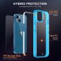 SHIELDON iPhone 13 Clear Case Anti-Yellowing, Transparent Thin Slim Anti-Scratch Shockproof PC+TPU Case with Tempered Glass Screen Protector for iPhone 13 - Blue Frame