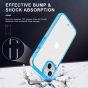 SHIELDON iPhone 13 Clear Case Anti-Yellowing, Transparent Thin Slim Anti-Scratch Shockproof PC+TPU Case with Tempered Glass Screen Protector for iPhone 13 - Blue Frame