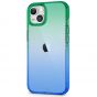 SHIELDON iPhone 13 Clear Case Anti-Yellowing, Transparent Thin Slim Anti-Scratch Shockproof PC+TPU Case with Tempered Glass Screen Protector for iPhone 13 - Blue&Green