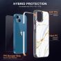 SHIELDON iPhone 13 Clear Case Anti-Yellowing, Transparent Thin Slim Anti-Scratch Shockproof PC+TPU Case with Tempered Glass Screen Protector for iPhone 13 - Marble White