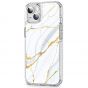 SHIELDON iPhone 13 Clear Case Anti-Yellowing, Transparent Thin Slim Anti-Scratch Shockproof PC+TPU Case with Tempered Glass Screen Protector for iPhone 13 - Marble White