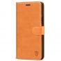 SHIELDON iPhone 13 Wallet Case, iPhone 13 Genuine Leather Cover Book Folio Flip Kickstand Case with Magnetic Clasp - Brown