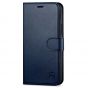 SHIELDON iPhone 13 Wallet Case, iPhone 13 Genuine Leather Cover Book Folio Flip Kickstand Case with Magnetic Clasp - Navy Blue