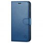 SHIELDON iPhone 13 Wallet Case, iPhone 13 Genuine Leather Cover Book Folio Flip Kickstand Case with Magnetic Clasp - Royal Blue