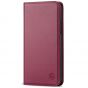 SHIELDON iPhone 13 Pro Wallet Case, iPhone 13 Pro Genuine Leather Cover with Magnetic Closure - Red Violet