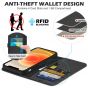 SHIELDON iPhone 13 Pro Wallet Case, iPhone 13 Pro Genuine Leather Cover with Magnetic Clasp - Black