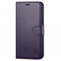 SHIELDON iPhone 13 Pro Wallet Case, iPhone 13 Pro Genuine Leather Cover with Magnetic Clasp - Dark Purple