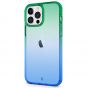 SHIELDON iPhone 13 Pro Max Clear Case Anti-Yellowing, Transparent Thin Slim Anti-Scratch Shockproof PC+TPU Case with Tempered Glass Screen Protector for iPhone 13 Pro Max 5G - Blue&Green