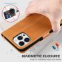 SHIELDON iPhone 13 Pro Max Wallet Case, iPhone 13 Pro Max Genuine Leather Cover with Magnetic Clasp Closure - Brown