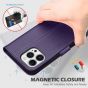 SHIELDON iPhone 13 Pro Max Wallet Case, iPhone 13 Pro Max Genuine Leather Cover with Magnetic Clasp Closure - Purple