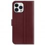 SHIELDON iPhone 13 Pro Max Wallet Case, iPhone 13 Pro Max Genuine Leather Cover with Magnetic Clasp Closure - Wine Red