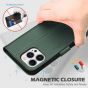 SHIELDON iPhone 13 Pro Max Wallet Case, iPhone 13 Pro Max Genuine Leather Cover with Magnetic Clasp Closure - Midnight Green
