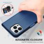 SHIELDON iPhone 13 Pro Max Wallet Case, iPhone 13 Pro Max Genuine Leather Cover with Magnetic Clasp Closure - Royal Blue