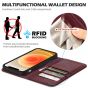 SHIELDON iPhone 12 Wallet Case - iPhone 12 Pro 6.1-inch Folio Leather Case - Wine Red