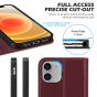 SHIELDON iPhone 12 Wallet Case - iPhone 12 Pro 6.1-inch Folio Leather Case - Wine Red