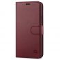 SHIELDON iPhone 13 Wallet Case, iPhone 13 Genuine Leather Cover Book Folio Flip Kickstand Case with Magnetic Clasp - Wine Red