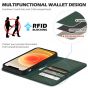 SHIELDON iPhone 13 Wallet Case, iPhone 13 Genuine Leather Cover with RFID Blocking, Book Folio Flip Kickstand Magnetic Closure - Midnight Green