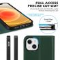 SHIELDON iPhone 13 Wallet Case, iPhone 13 Genuine Leather Cover with RFID Blocking, Book Folio Flip Kickstand Magnetic Closure - Midnight Green