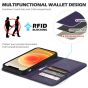 SHIELDON iPhone 13 Wallet Case, iPhone 13 Genuine Leather Cover with RFID Blocking, Book Folio Flip Kickstand Magnetic Closure - Dark Purple