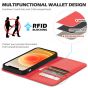 SHIELDON iPhone 13 Wallet Case, iPhone 13 Genuine Leather Cover with RFID Blocking, Book Folio Flip Kickstand Magnetic Closure - Red