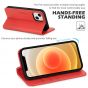 SHIELDON iPhone 13 Wallet Case, iPhone 13 Genuine Leather Cover with RFID Blocking, Book Folio Flip Kickstand Magnetic Closure - Red
