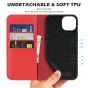 SHIELDON iPhone 13 Wallet Case, iPhone 13 Genuine Leather Cover with RFID Blocking, Book Folio Flip Kickstand Magnetic Closure - Red